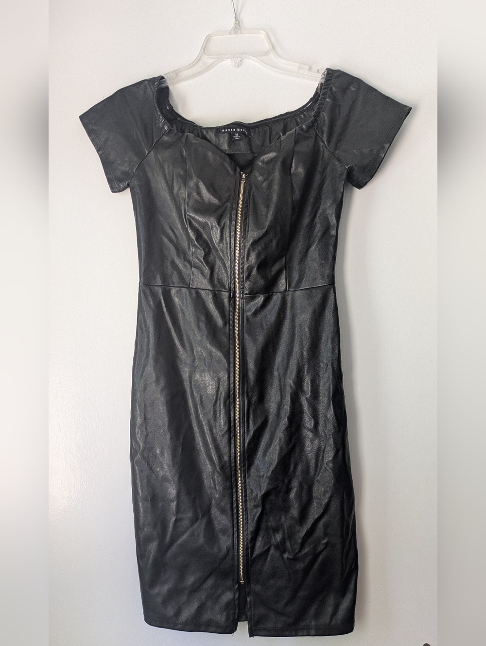 Haute Monde Zip-Front Faux leather dress Size M